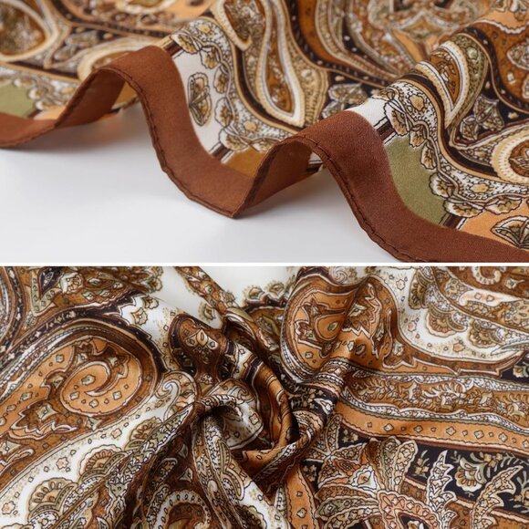 ⚡Men D-Gold Necktie 27.5 Inches Cowboy Scarves Pocket Square Silk Bandanas - Picture 6 of 9